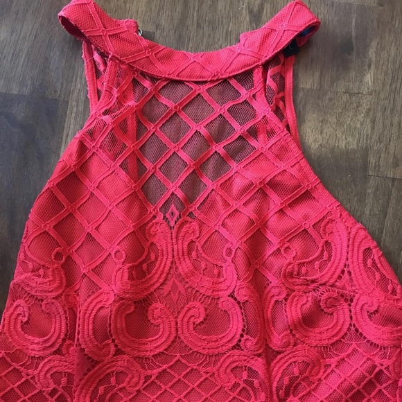 Red Lace Halter Dress - Picture 4 of 4